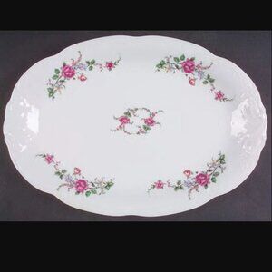 Royal Kent Poland MOSS ROSE RKT8 Fine China 13” Oval Serving Platter VINTAGE